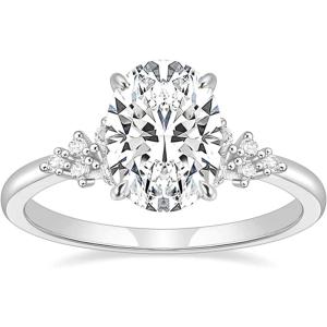 TIGRADE 3CT Engagement Ring Oval Cut Cubic Zirconia Promise Ring Round CZ Eternity Wedding Band for Women Size 3-12(Silver)