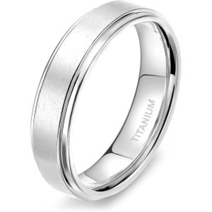 TIGRADE 4mm 6mm 8mm 10mm Titanium Rings Black/Silver/Gold Wedding Band Matte Comfort Fit for Men Women Size 3-15(Silver-6MM)
