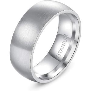 TIGRADE 4mm 6mm 8mm Titanium Ring Brushed Dome Silver Wedding Band Comfort Fit Size 4-14.5(8mm)