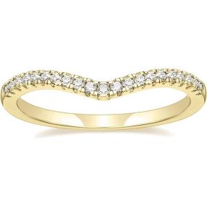 TIGRADE Cubic Zirconia Eternity Band V Shape CZ Stacking Engagement Ring for Women Size 3-12.5(Gold)