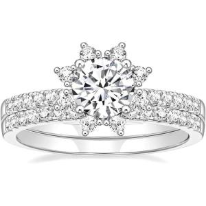 TIGRADE Engagement Ring for Women Cubic Zirconia CZ Eternity Promise Anniversary Wedding Band Size 4-11(Silver-1.25CT Round Set)