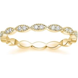 TIGRADE Eternity Ring Oval Milgrain Cubic Zirconia Anniversary Stacking Ring CZ Wedding Band for Women Size 3-13(Gold)