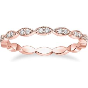TIGRADE Eternity Ring Oval Milgrain Cubic Zirconia Anniversary Stacking Ring CZ Wedding Band for Women Size 3-13(Rose Gold)