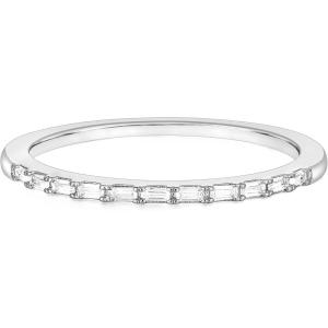 TIGRADE Half Eternity Ring for Women, Baguette Cubic Zirconia Anniversary Thin Stacking Ring, Minimalist CZ Statement Band, Size 3-11(Silver)
