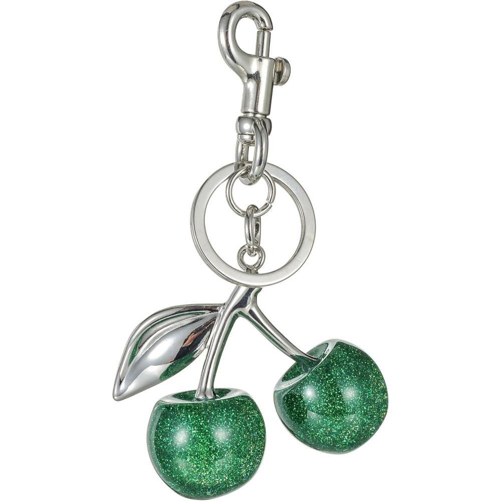imageCherry Bag Charm for Handbags Cute Purse Charms for Women Keychains Keyring Accessories Gifts for ChristmasSilver  Green Cherry