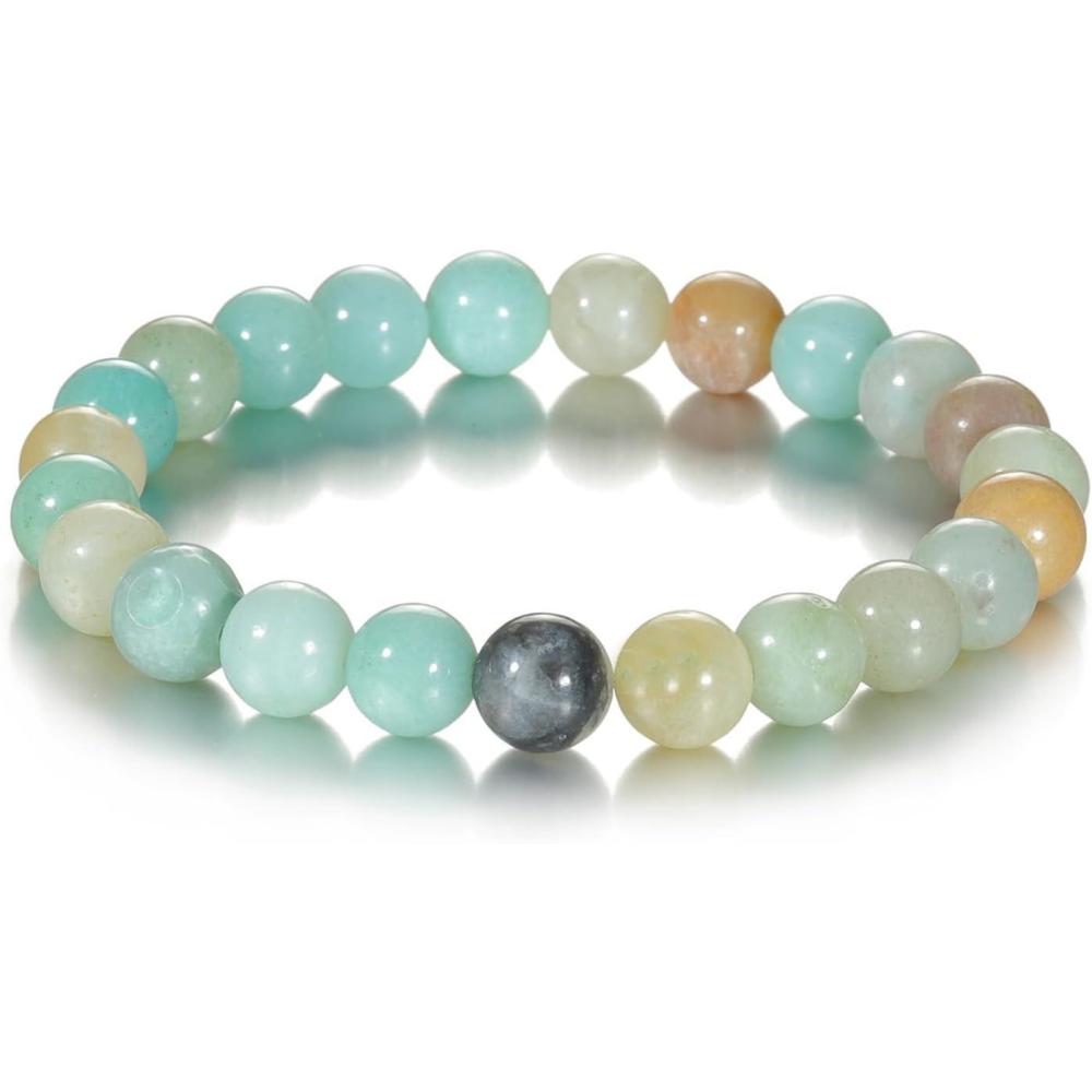 imageWomens Crystal Beaded Bracelets for Women Men Protective Energy Bracelet Natural Gemstone Bead BraceletAmazoniteHarmony