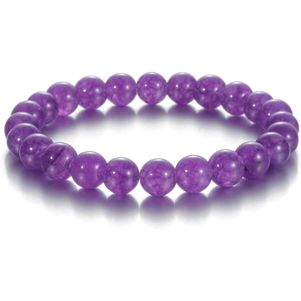 imageWomens Crystal Beaded Bracelets for Women Men Protective Energy Bracelet Natural Gemstone Bead BraceletAmethystLove Guardian