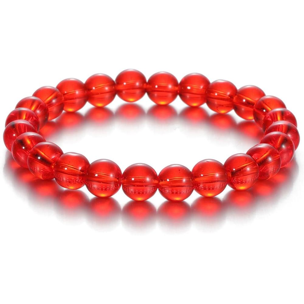 imageWomens Crystal Beaded Bracelets for Women Men Protective Energy Bracelet Natural Gemstone Bead BraceletCarnelianGood Luck
