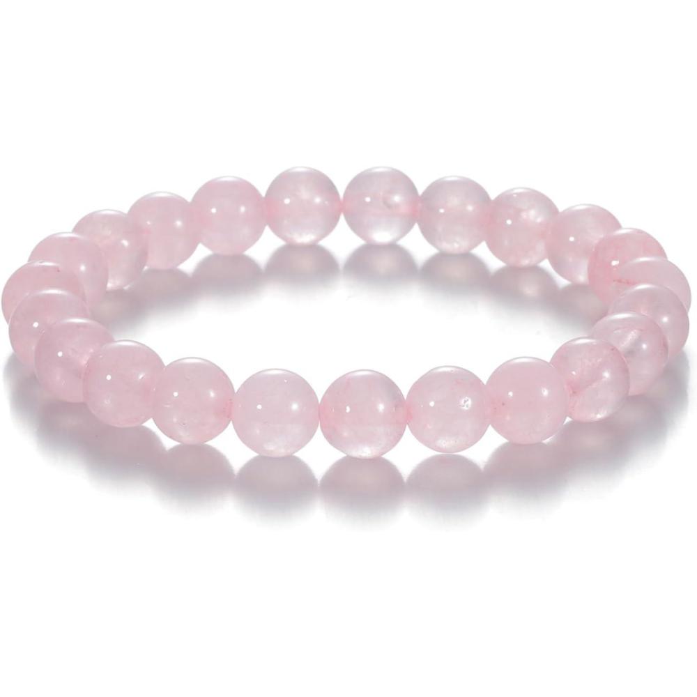 imageWomens Crystal Beaded Bracelets for Women Men Protective Energy Bracelet Natural Gemstone Bead BraceletRose QuartzLove Courage
