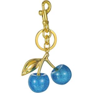 Cherry Bag Charm for Handbags Cute Purse Charms for Women Keychains Keyring Accessories Gifts for Christmas(Gold & Blue Cherry)