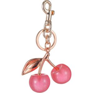 Cherry Bag Charm for Handbags Cute Purse Charms for Women Keychains Keyring Accessories Gifts for Christmas(Rose Gold & Pink Cherry)