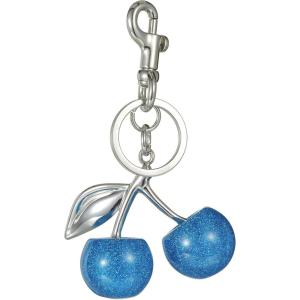 Cherry Bag Charm for Handbags Cute Purse Charms for Women Keychains Keyring Accessories Gifts for Christmas(Silver & Blue Cherry)