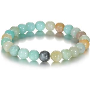 Womens Crystal Beaded Bracelets for Women Men Protective Energy Bracelet Natural Gemstone Bead Bracelet(Amazonite(Harmony))