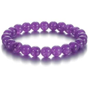 Womens Crystal Beaded Bracelets for Women Men Protective Energy Bracelet Natural Gemstone Bead Bracelet(Amethyst(Love Guardian))