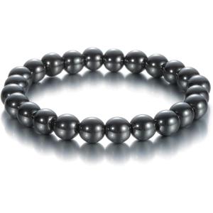 Womens Crystal Beaded Bracelets for Women Men Protective Energy Bracelet Natural Gemstone Bead Bracelet(Hematite(Healthy))