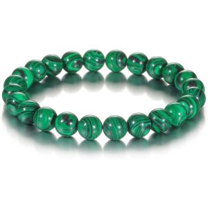 Womens Crystal Beaded Bracelets for Women Men Protective Energy Bracelet Natural Gemstone Bead Bracelet(Malachite(Optimism))