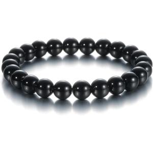 Womens Crystal Beaded Bracelets for Women Men Protective Energy Bracelet Natural Gemstone Bead Bracelet(Obsidian(Pleasure))