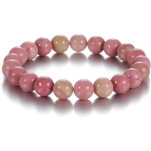 Womens Crystal Beaded Bracelets for Women Men Protective Energy Bracelet Natural Gemstone Bead Bracelet(Rhodochrosite(Compassion))