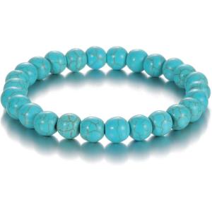 Womens Crystal Beaded Bracelets for Women Men Protective Energy Bracelet Natural Gemstone Bead Bracelet(Turquoise(Being Safety))