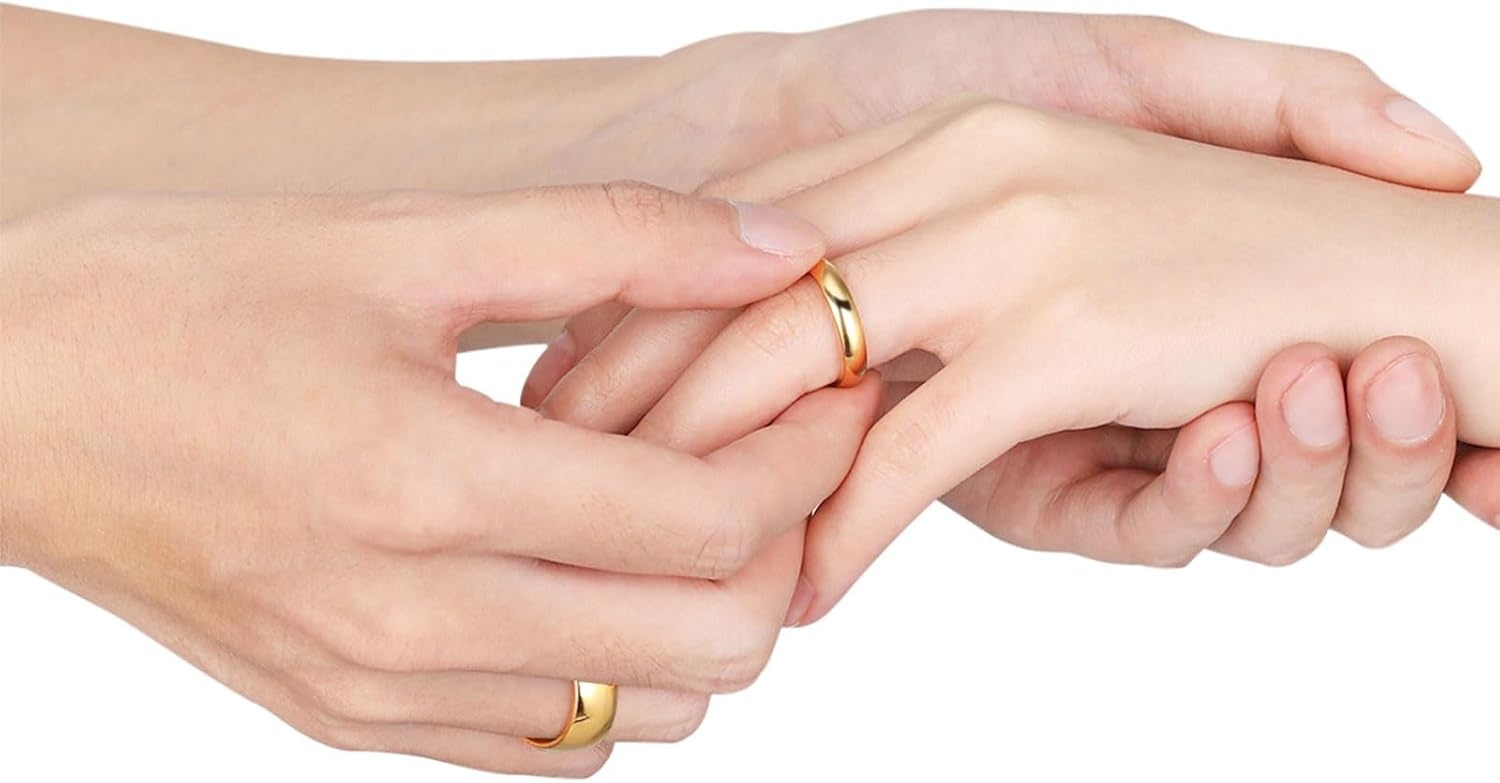 imageTIGRADE Titanium Ring 2mm 4mm 6mm 8mm 18k Gold Plated Wedding Band in Comfort Fit Dome Polished for Men Women Size 3144mm