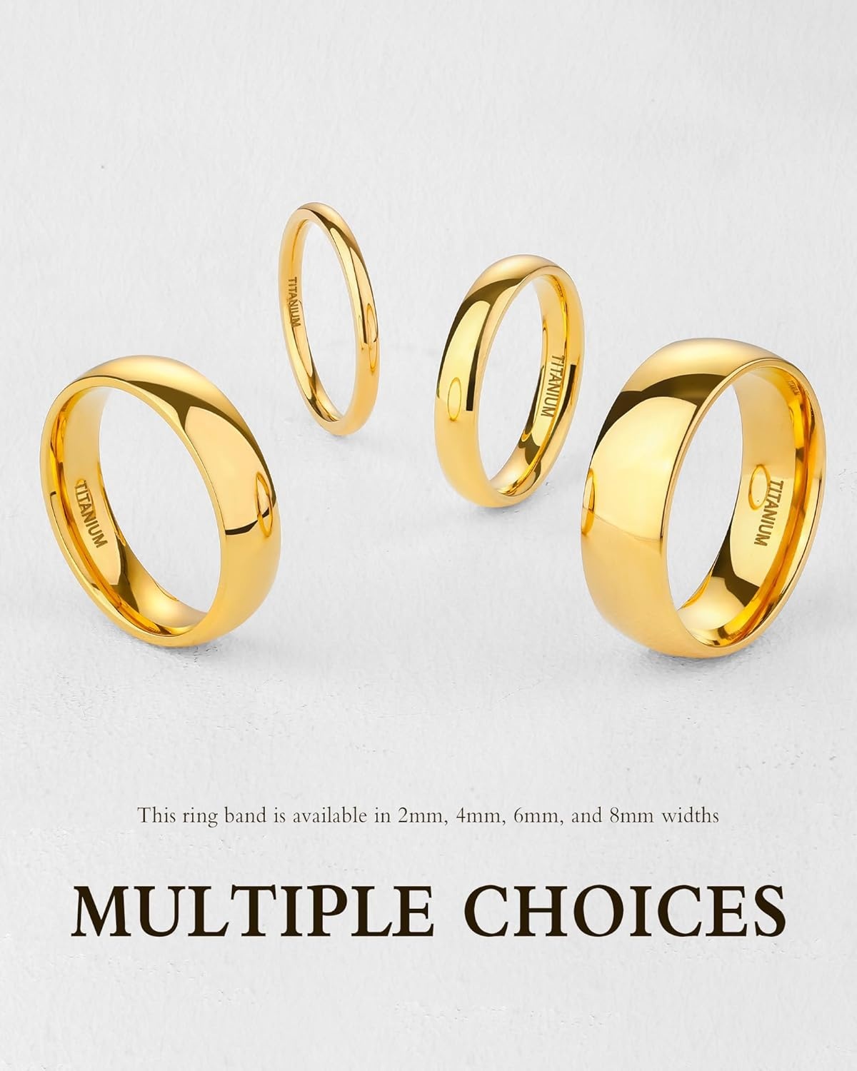 imageTIGRADE Titanium Ring 2mm 4mm 6mm 8mm 18k Gold Plated Wedding Band in Comfort Fit Dome Polished for Men Women Size 3144mm