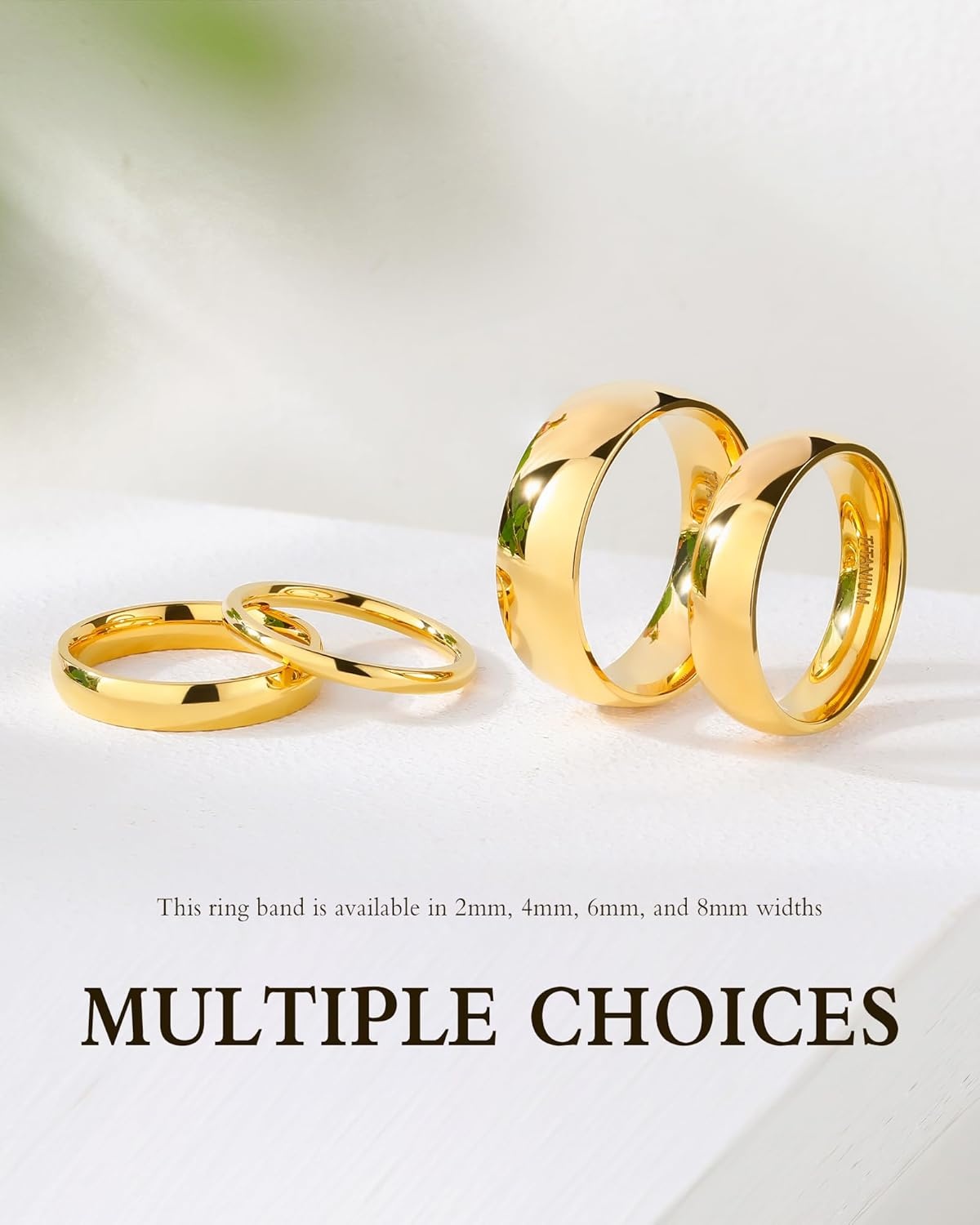 imageTIGRADE Titanium Ring 2mm 4mm 6mm 8mm 18k Gold Plated Wedding Band in Comfort Fit Dome Polished for Men Women Size 3146mm