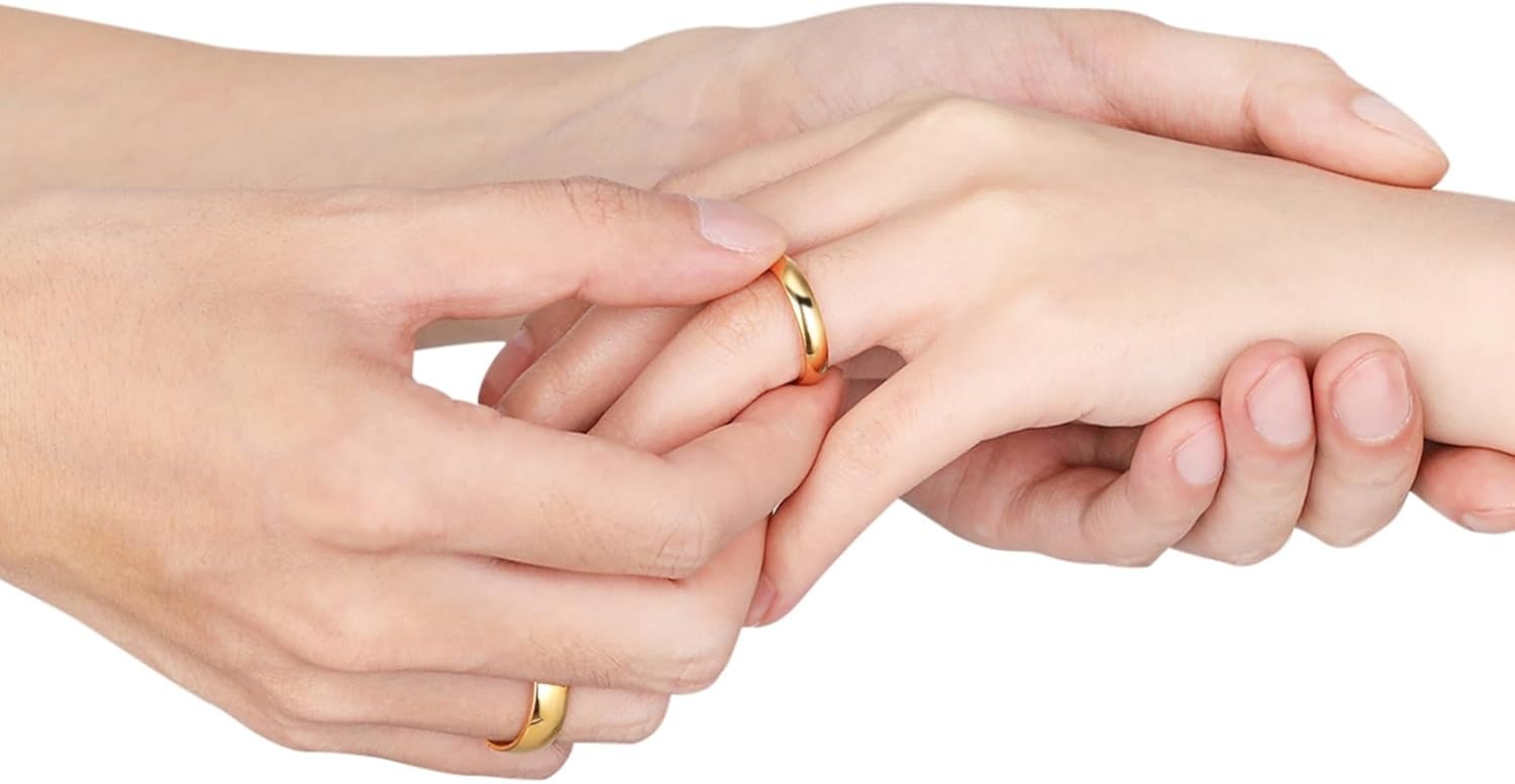 imageTIGRADE Titanium Ring 2mm 4mm 6mm 8mm 18k Gold Plated Wedding Band in Comfort Fit Dome Polished for Men Women Size 3146mm