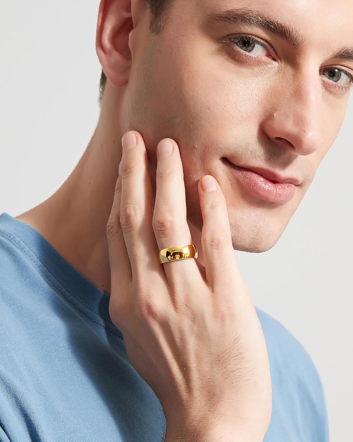 imageTIGRADE Titanium Ring 2mm 4mm 6mm 8mm 18k Gold Plated Wedding Band in Comfort Fit Dome Polished for Men Women Size 3148mm