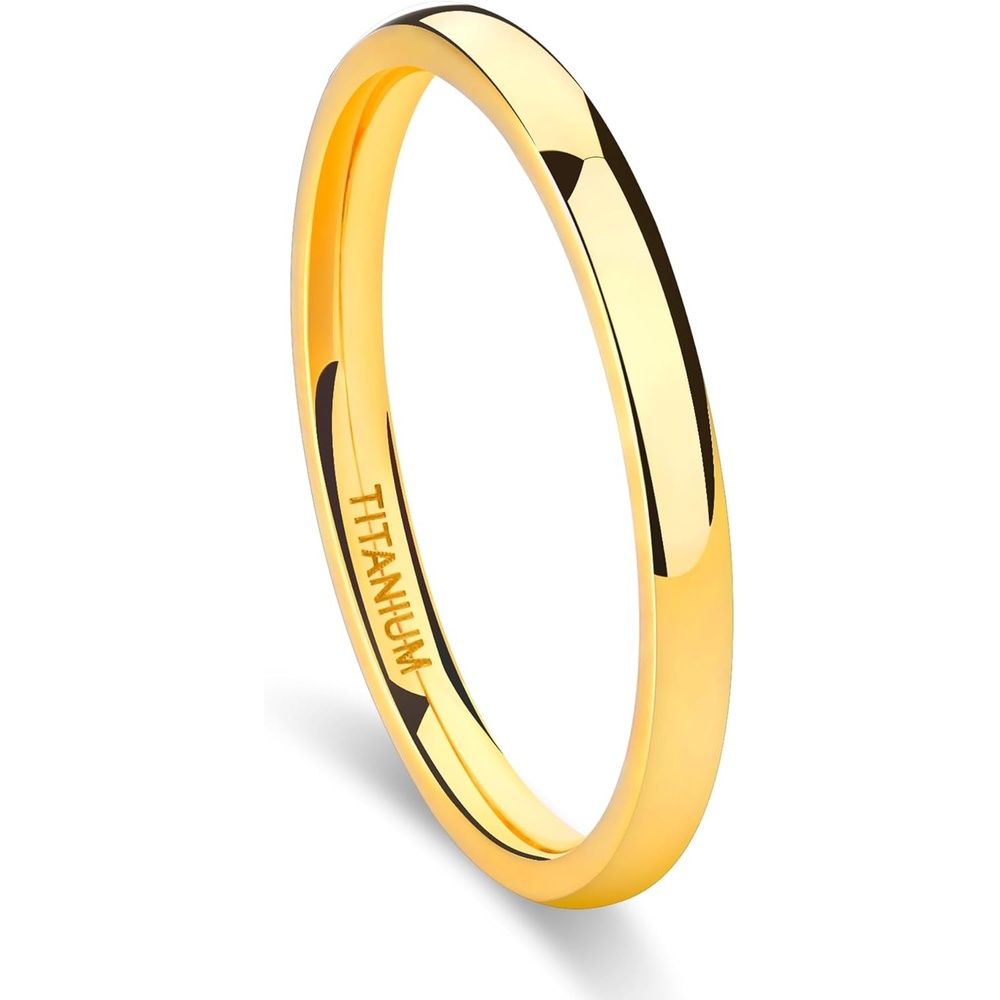 imageTIGRADE Titanium Ring 2mm 4mm 6mm 8mm 18k Gold Plated Wedding Band in Comfort Fit Dome Polished for Men Women Size 3142mm