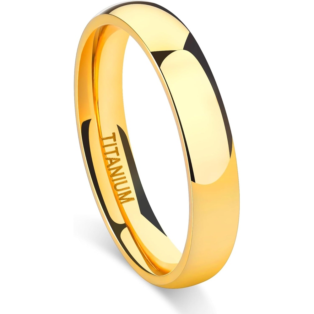 imageTIGRADE Titanium Ring 2mm 4mm 6mm 8mm 18k Gold Plated Wedding Band in Comfort Fit Dome Polished for Men Women Size 3144mm
