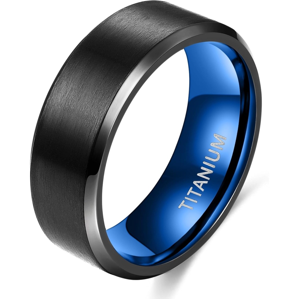 imageTIGRADE Titanium Rings 4MM 6MM 8MM 10MM Wedding Band in Comfort Fit Matte for Men Women Size 315blackblue 8mm