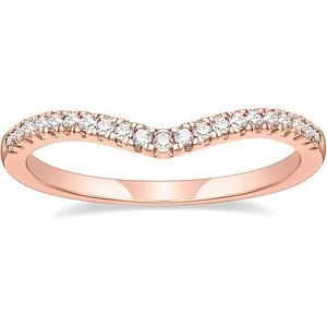 TIGRADE Cubic Zirconia Eternity Band V Shape CZ Stacking Engagement Ring for Women Size 3-12.5(Rose Gold)