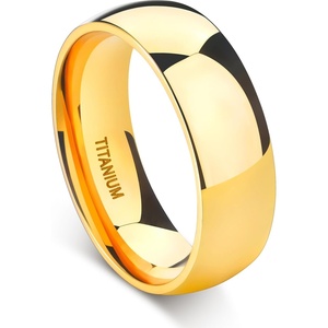 TIGRADE Titanium Ring 2mm 4mm 6mm 8mm 18k Gold Plated Wedding Band in Comfort Fit Dome Polished for Men Women Size 3-14(8mm)